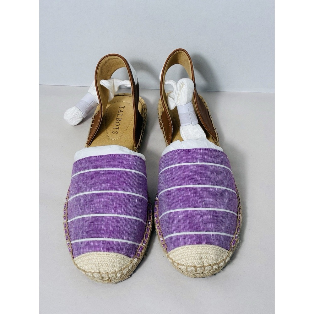 Talbots espadrille Flats Lavender Tie Up Ankle Sz 7 NEW! Preppy